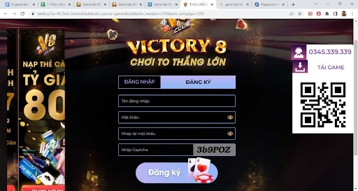 Nhập thông tin đăng ký tài khoản chơi game bài V8 club 